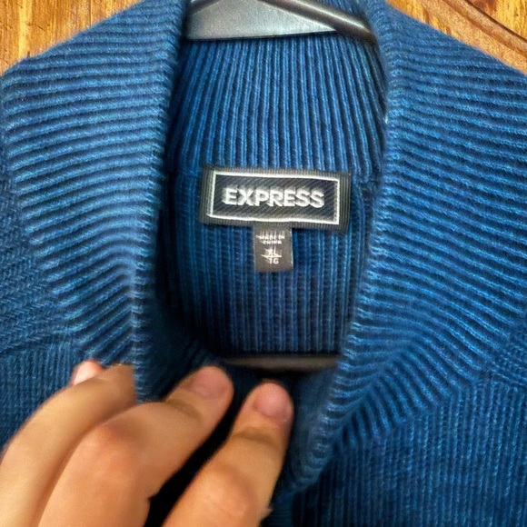 Express Blue 1/4 zip 100% cotton sweater size XL - Picture 4 of 6